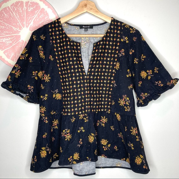 Madewell Corduroy Acorn Foulard Top size small - Picture 2 of 7